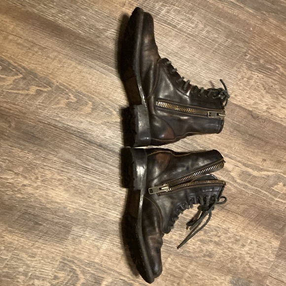 FREEBIRD BY STEVEN Manchester Black Rustic Leather combat boots size 8 - Picture 2 of 8